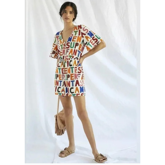 Anthropologie Farm Rio breezy linen blend romper small NEW - Picture 1 of 4